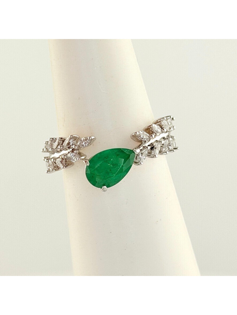 Bomb Party Ring Sz 7 “Paris Nights” Lab Created Emerald on Rhodium RBP7486